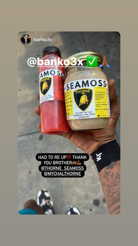 Customer story from @thorne_seamoss Instagram Reviews highlight, story 17.