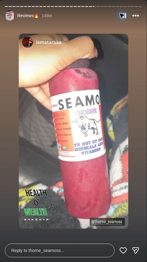 Video preview from @thorne_seamoss Instagram Reviews highlight, story 24.
