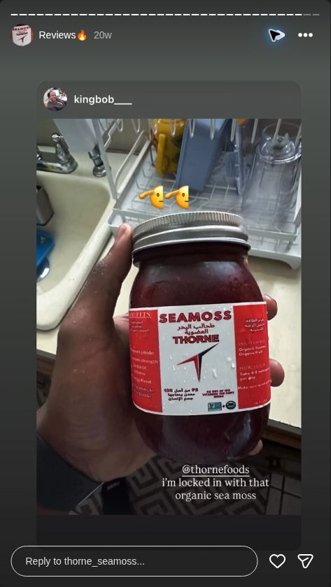Video preview from @thorne_seamoss Instagram Reviews highlight, story 35.